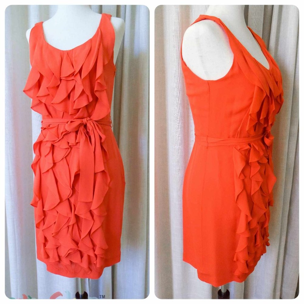 *EUC* Ali Ro - Sunrise Orange Ruffle Silk Dress - size 0